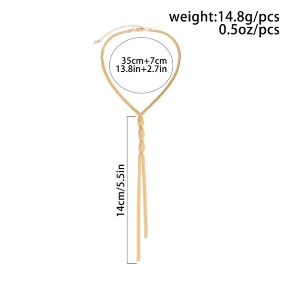 Silver Adjustable Flat Snake Long Chain Necklace - Picture 6 of 9